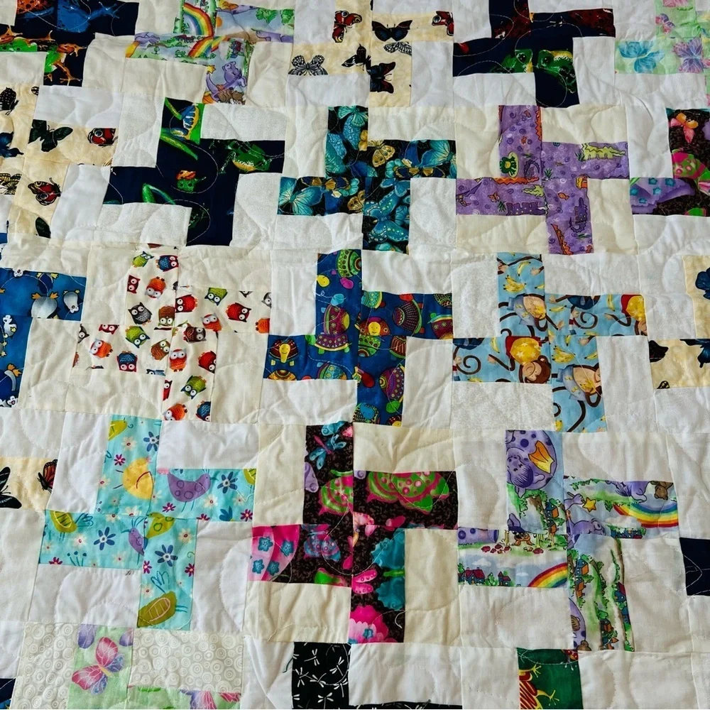 New 37”x47” Handmade Kids Patchwork Cotton Quilt.